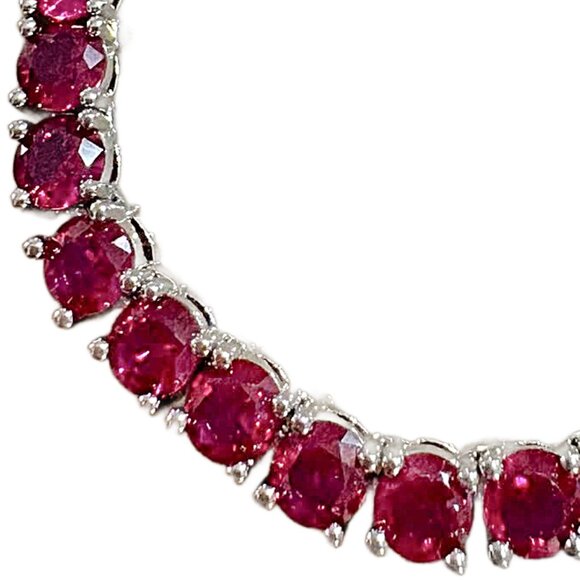 20 Ctw Simulated Ombre Ruby Pink Sapphire 14K White Gold Plated Tennis Necklace - Picture 4 of 6